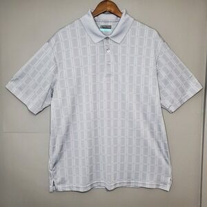 PGA Tour Gray Checked 3 Button Golf Polo Size XL